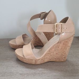 Stuart Weitzman Nude Cork Wedges